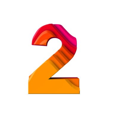 2 numara. Katmanlı dalga efekti karakter türü. 3d Rendering