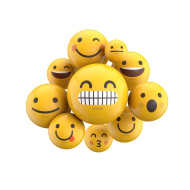 Emoji ifade karakter arka plan koleksiyonu. 3d Rendering