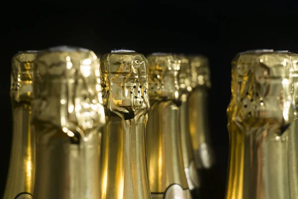 Sammlung von Champagner- oder Proseccoflaschen — Stockfoto
