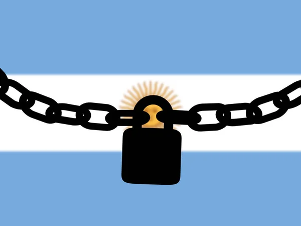 Argentina security. Silhouette of a chain and padlock over natio — Stock Photo, Image