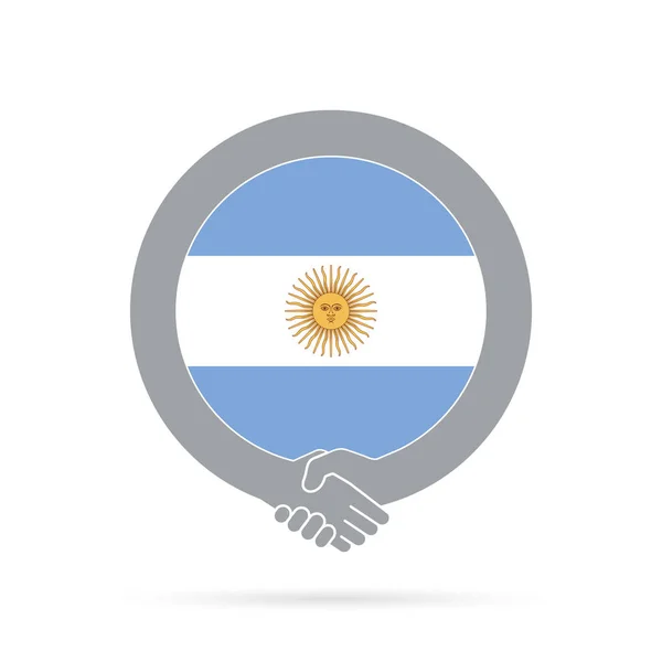 Argentina bandiera icona stretta di mano. accordo, benvenuto, cooperazione — Foto Stock