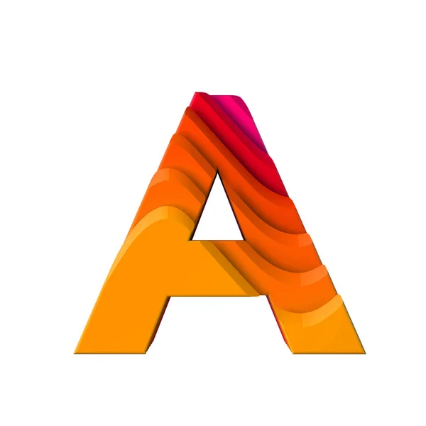 文字 A. レイヤードウェーブエフェクト文字タイプ。3D レンダリング — ストック写真