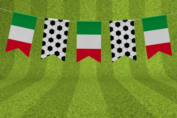 Bandera de Italia y pelota de fútbol textura bandera de fútbol bunting. 3D Ren — Foto de Stock