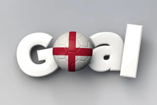 Football goal with a england flag soccer ball. 3D Rendering — Stock Photo, Image