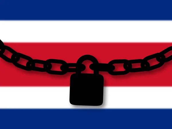 Kostaryka bezpieczeństwa. Sylwetka łańcucha i kłódki nad Nati — Zdjęcie stockowe