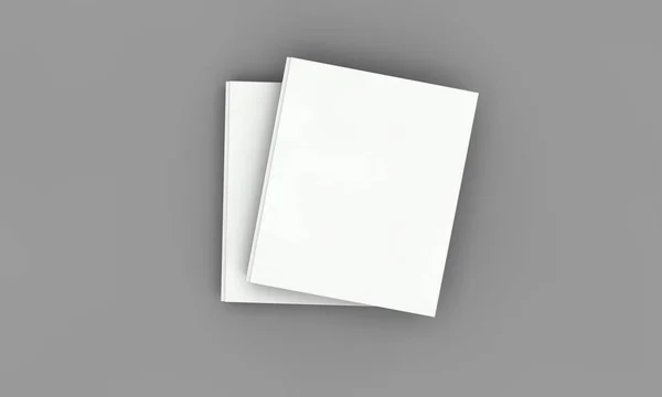 Hardcover-Attrappe. Weißbuch auf grauem Hintergrund. 3d — Stockfoto