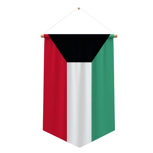 Kuwait flag cloth hanging banner. 3D Rendering — Stock Photo, Image