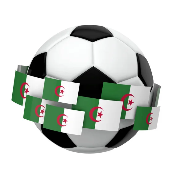 Calcio calcio con bandiera algerina contro un semplice backgrou bianco — Foto Stock