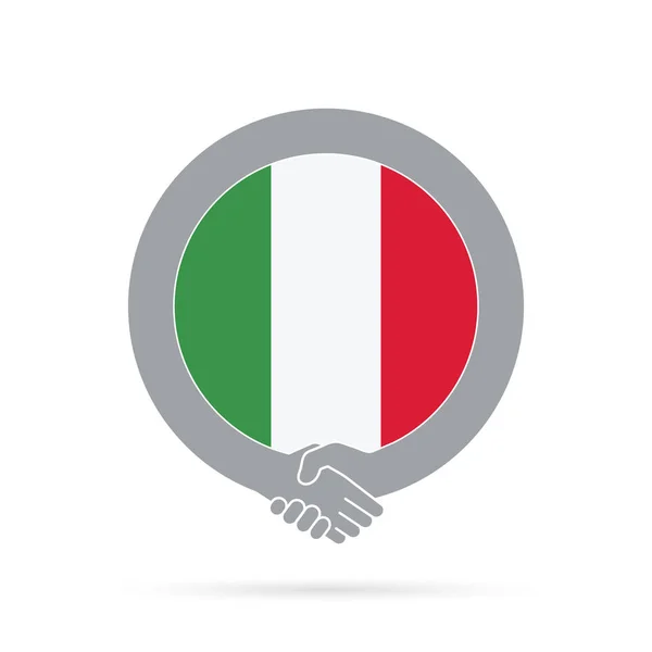 Icône de poignée de main drapeau Italie. accord, bienvenue, coopération conce — Photo