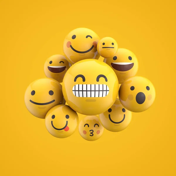 Emoji emoticono carácter fondo colección. Renderizado 3D — Foto de Stock