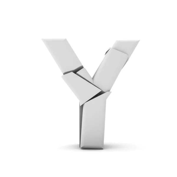 Γράμμα Y, ραγισμένη σπασμένη γραμματοσειρά. Απόδοση 3D — Φωτογραφία Αρχείου
