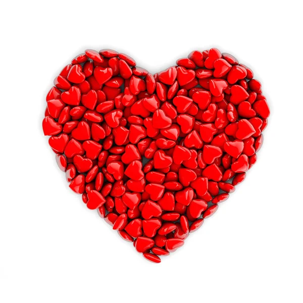 Gyűjtemény a vörös szerelem szívét alkotó szív alakú háttér — Stock Fotó