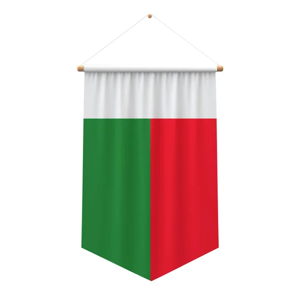 Madagaszkári zászlószövet lóg banner. 3D renderelés — Stock Fotó