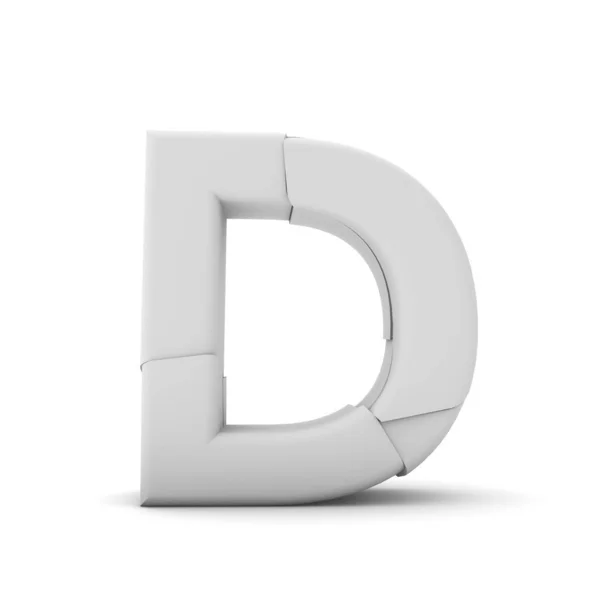 Letter D, Broken cracked font. 3D Rendering — Stock Photo, Image