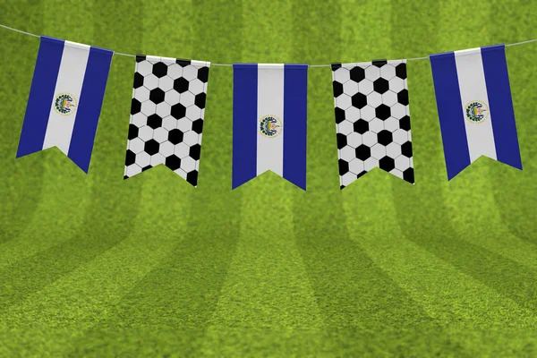 El Salvador drapeau et ballon de football texture drapeau de football bruant . — Photo