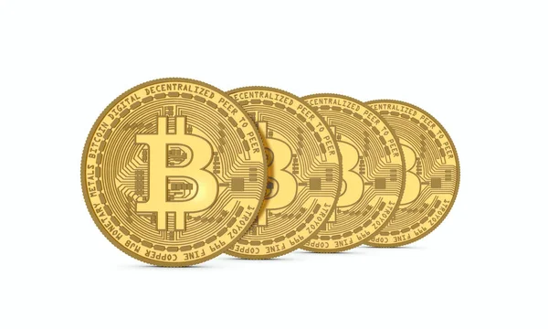 Bitcoin moeda criptomoeda. Renderização 3D — Fotografia de Stock