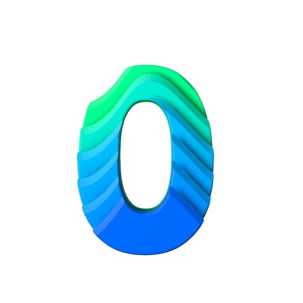 Το νούμερο 0. Πολυεπίπεδη κυματοειδές εφέ τύπου χαρακτήρα. Απόδοση 3D — Φωτογραφία Αρχείου