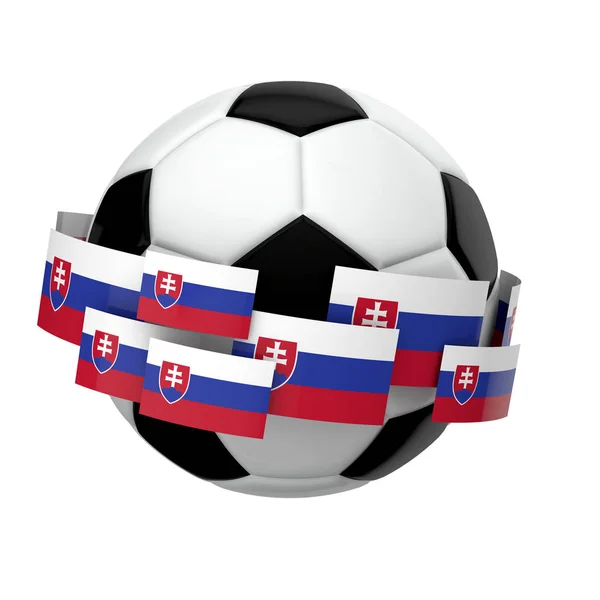 Fotbalový fotbal se slovenskou vlajkou proti obyčejné bílé backgro — Stock fotografie