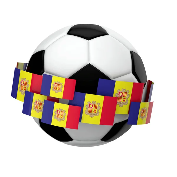 Soccer football with Andorra flag against a plain white backgrou — Stock Photo, Image