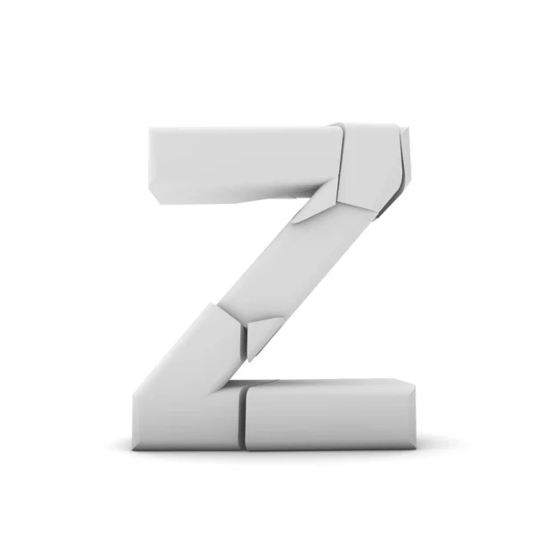 Γράμμα Z, ραγισμένη σπασμένη γραμματοσειρά. Απόδοση 3D — Φωτογραφία Αρχείου