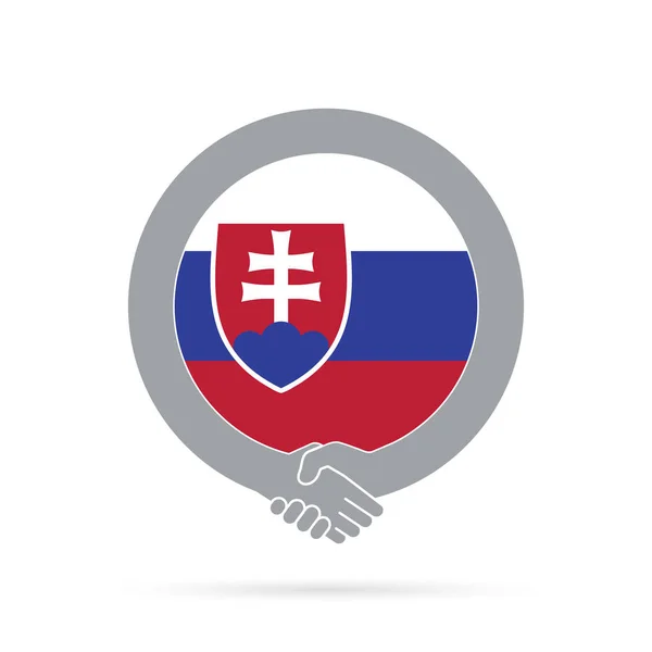 Словаччина прапора рукостискання значок. угоди, Ласкаво просимо, співпраця — стокове фото
