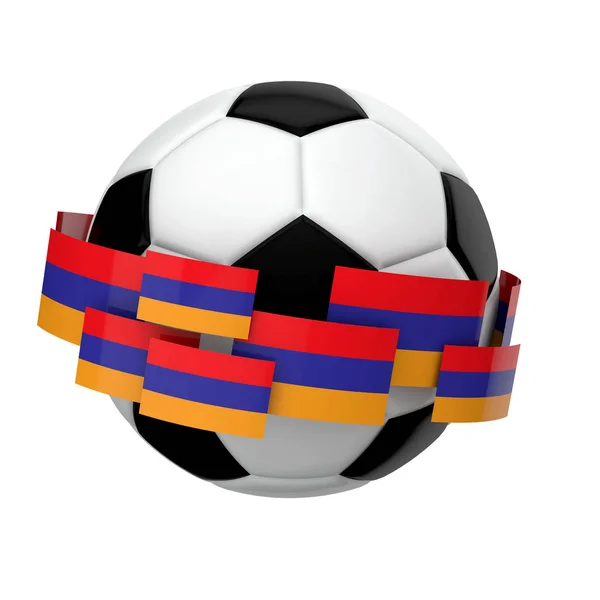 Fußball mit Armenia-Fahne vor schlichtem weißen Hintergrund — Stockfoto