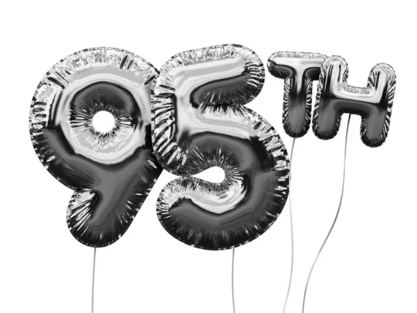 Zilveren nummer 95 folie verjaardag ballon geïsoleerd op wit. Gouden — Stockfoto