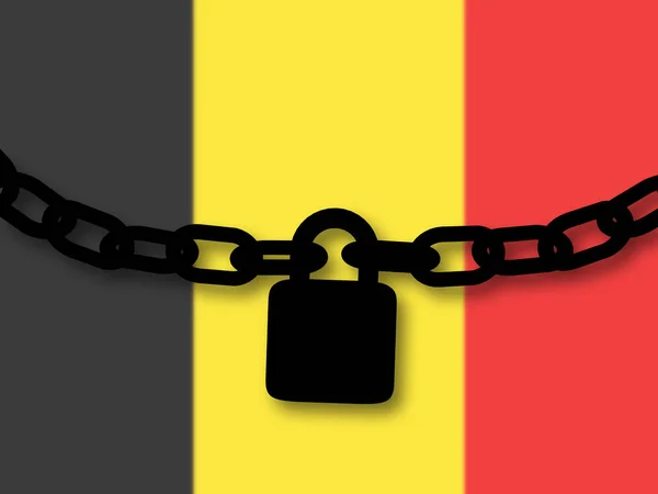 比利时安全。链和挂锁的剪影在民族a — 图库照片