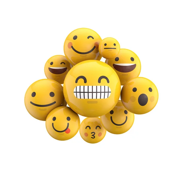 Emoji Emoticon Charakter Hintergrundsammlung. 3D-Darstellung — Stockfoto