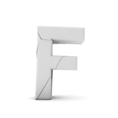 F harfi, Kırık kırık yazı tipi. 3d Rendering