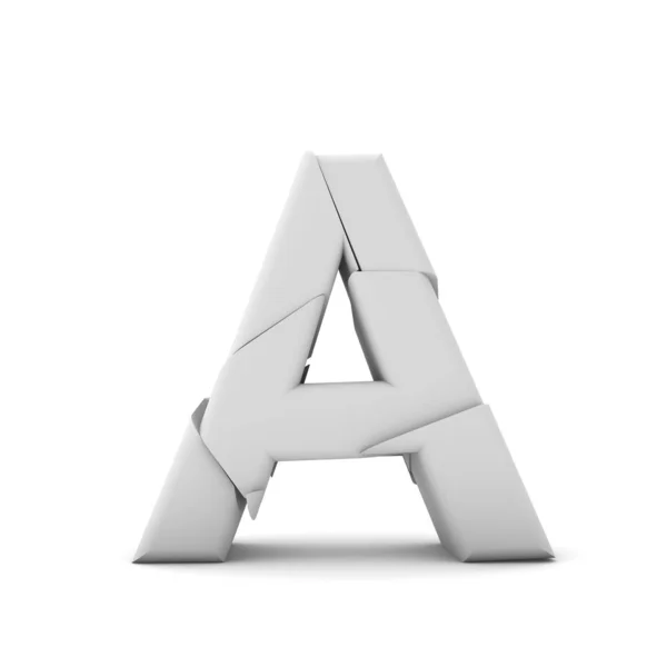 Letter A, Broken cracked font. 3D Rendering — Stock Vector