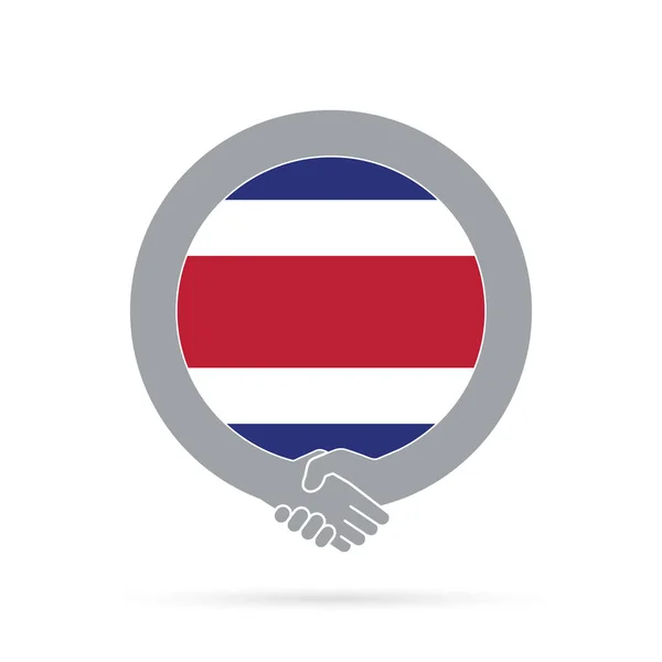 Значок рукопожатия флага Коста-Рики. соглашение, добро пожаловать, сотрудничество — стоковый вектор