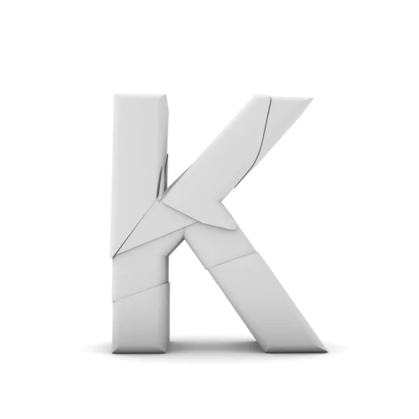 Letter K, gebroken gekraakt lettertype. 3D-rendering — Stockvector