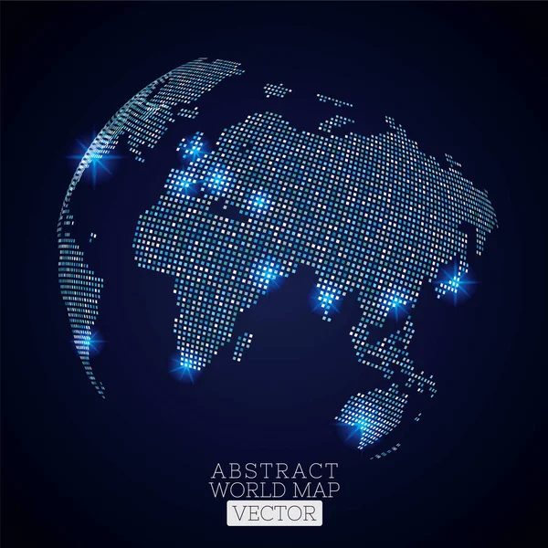 PrintPixel dot mapa do mundo com locais brilhantes. Tecnologia global —  Vetores de Stock