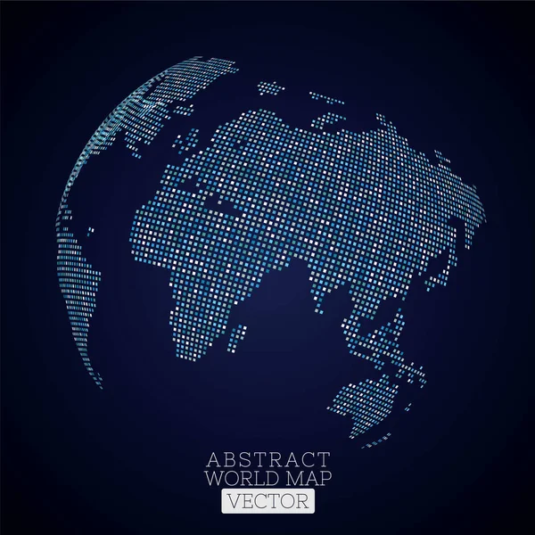 PrintPixel dot mapa do mundo feito de quadrados azuis. Tecnologia global —  Vetores de Stock