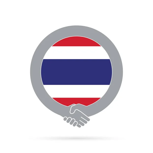 Значок рукопожатия с флагом Тайлнад. соглашение, добро пожаловать, сотрудничество — стоковый вектор