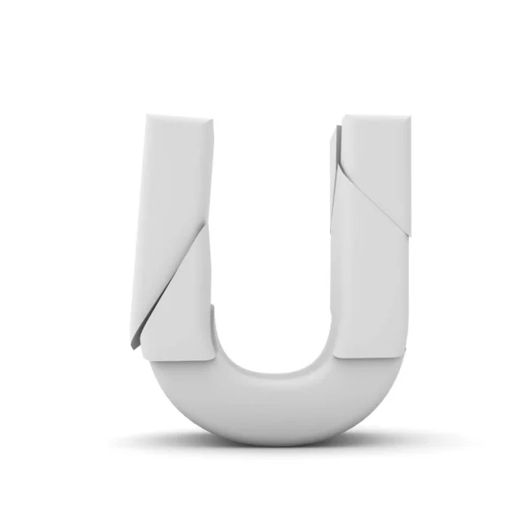 Letter U, gebroken gebarsten lettertype. 3D-rendering — Stockvector