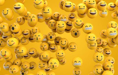 Emoji ifade karakter arka plan koleksiyonu. 3d Rendering