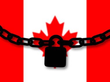 Kanada güvenliği. Ulusal üzerinde bir zincir ve asma kilit silueti
