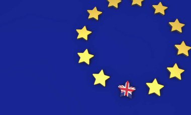 Brexit concept. European union yellow stars with great britain u
