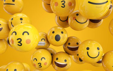 Emoji ifade karakter arka plan koleksiyonu. 3d Rendering