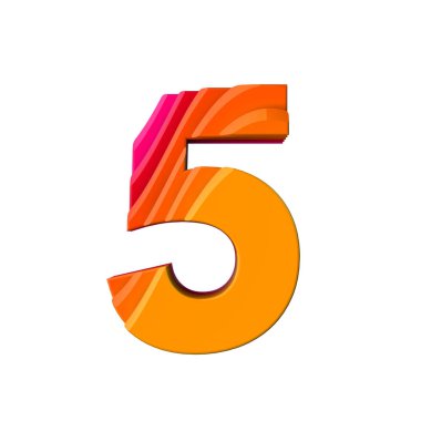 5 numara. Katmanlı dalga efekti karakter türü. 3d Rendering