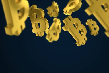 Bitcoin dijital para birimi sembol kavramı. 3d Rendering