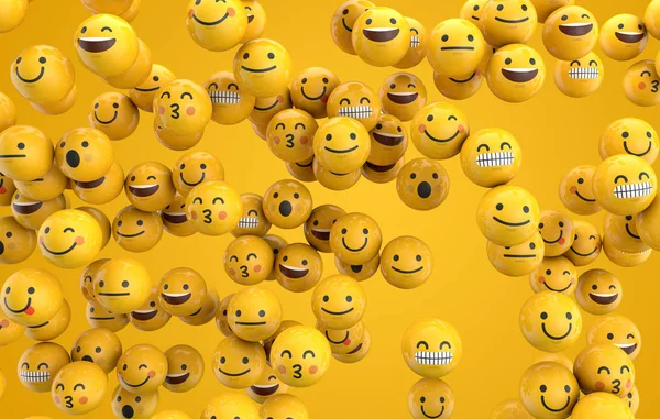 Emoji hangulatjel karakter háttér-gyűjtemény. 3D renderelés — Stock Fotó