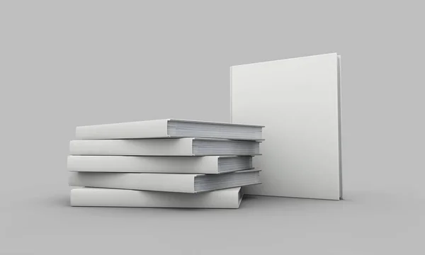 Hardcover boek cover mockup. Wit boek op een grijze achtergrond. 3d — Stockfoto