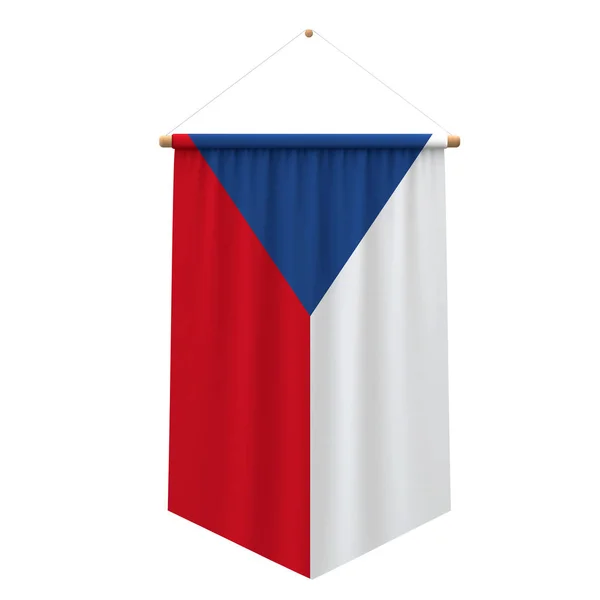 체코 국기 천 배너 를 매달려. 3D 렌더링 — 스톡 사진