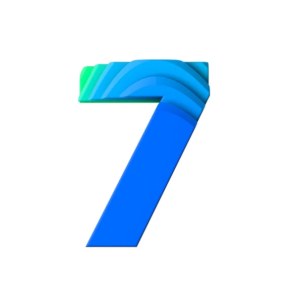 Numer 7. Typ znaku efektu fali warstwowej. Renderowanie 3D — Zdjęcie stockowe