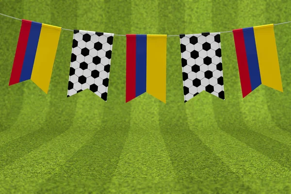 Колумбія прапор і футбольний м'яч текстура футбольного прапора бунтінг. 3d — стокове фото