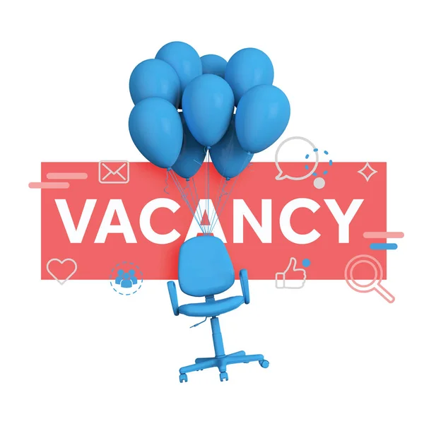 Recruitment concept. Office chair with vacancy message. 3D Rende — Stock Photo, Image