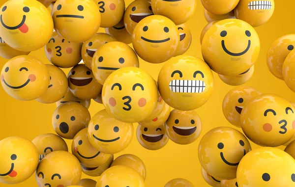 Συλλογή φόντου χαρακτήρων emoji. Απόδοση 3D — Φωτογραφία Αρχείου